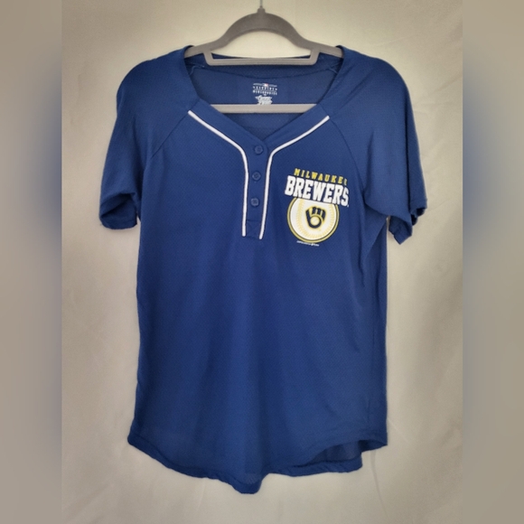 Majestic Blue Milwaukee Brewers Shirt - Picture 2 of 7